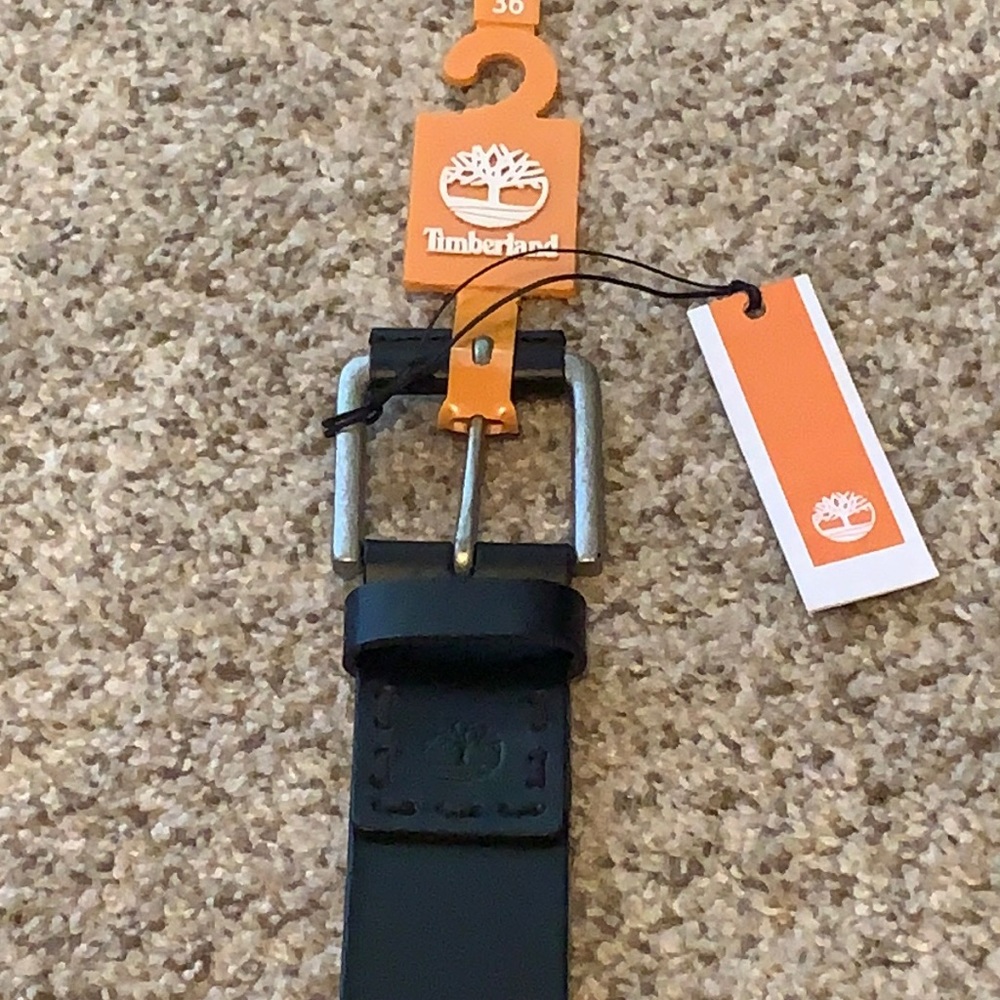 Brand New Timberland Black Leather Belt 36 Waist With Tags!